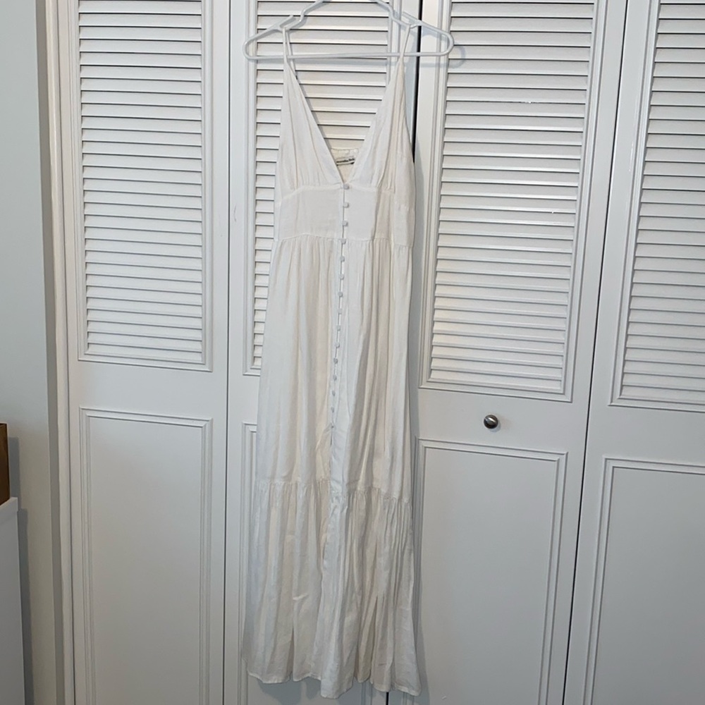 Abercrombie and Fitch White Spaghetti Strap Maxi Dress